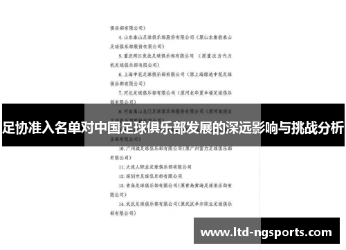 足协准入名单对中国足球俱乐部发展的深远影响与挑战分析